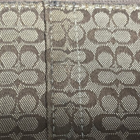 VTG Mini Coach Brown Signature Jacquard Fabric Zip Wristlet 6.25"x4" - Picture 12 of 14